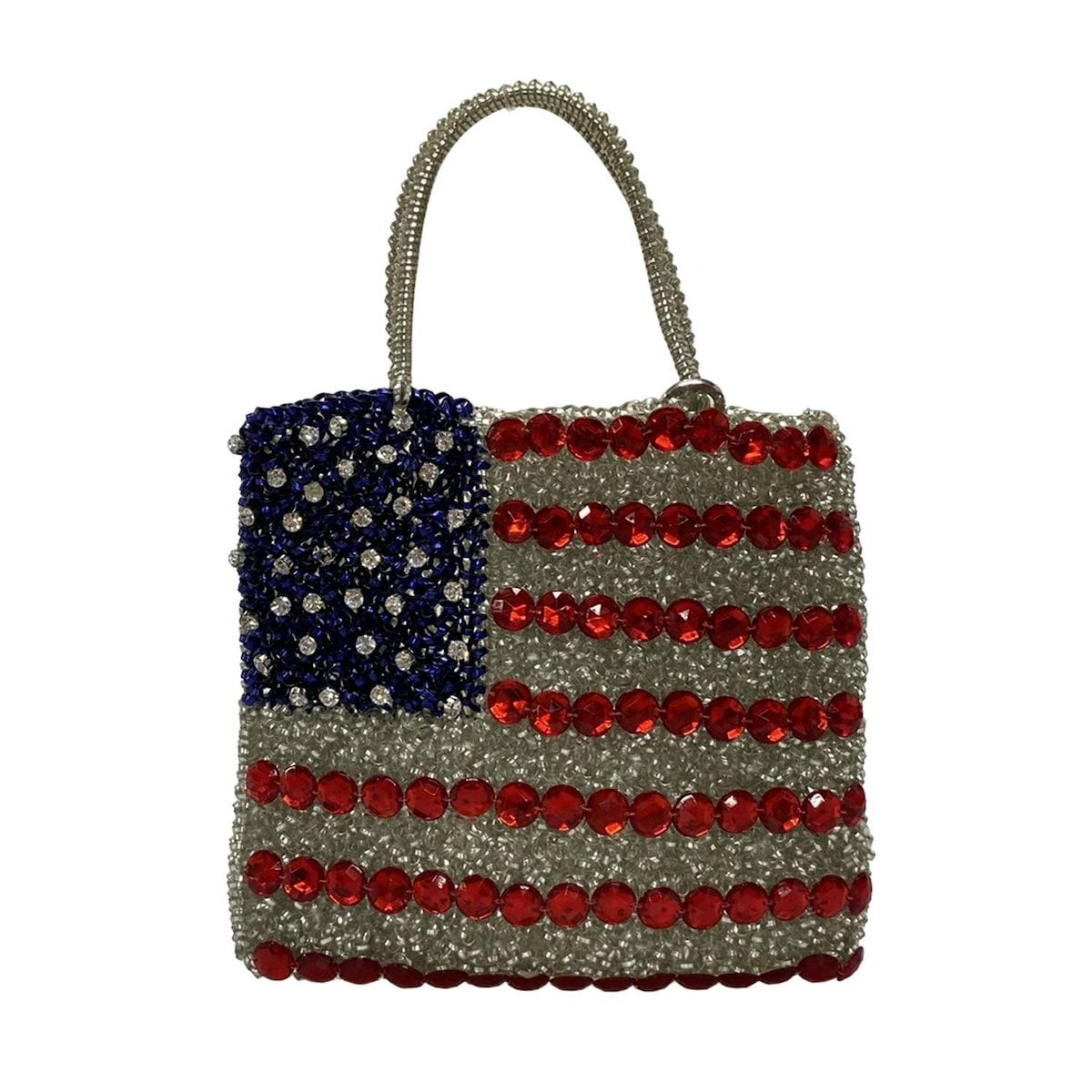 美品◇アンテプリマ バンディエラ ワイヤーバッグ アメリカ国旗 シルバー 赤 青 美品◇アンテプリマ バンディエラ ワイヤーバッグ アメリカ国旗