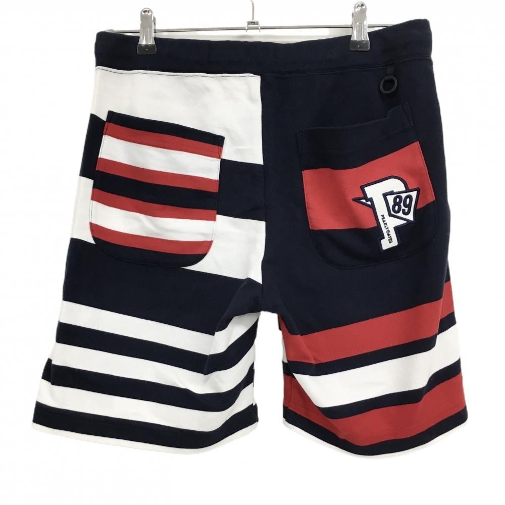 パーリーゲイツ ハーフパンツ ネイビー×レッド 一部ボーダー トリコロール メンズ 4 M ゴルフウェア PEARLY GATES
