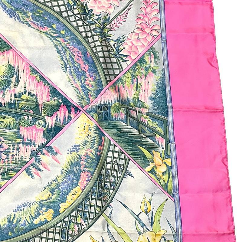 HERMES エルメス GIVERNY ジヴェルニー モネの庭 ピンク スカーフ カレ