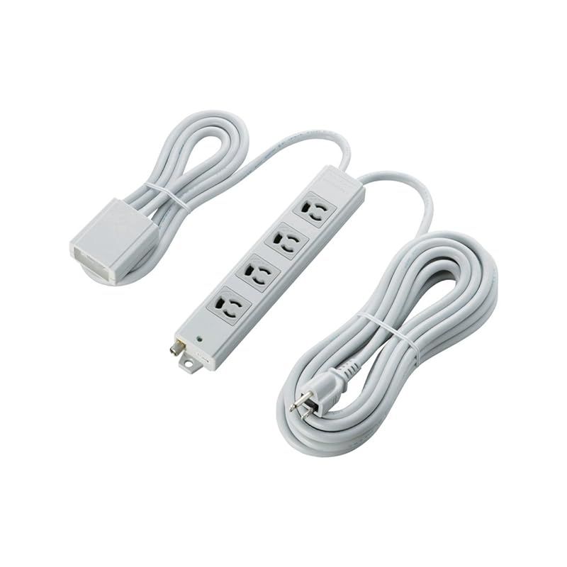エレコム 電源タップ 手元スイッチ付き 抜け止めコンセント 4個口 3Pプラグ 5m グレー T-WRMT3450LG|RS