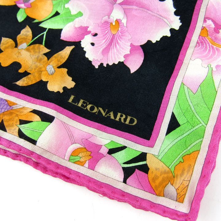 美品　LEONARD レオナール　美しい花柄　カシミヤ ブレンド　コート レオナール スカーフ 花柄 シルク コットン 日本製 ブランド