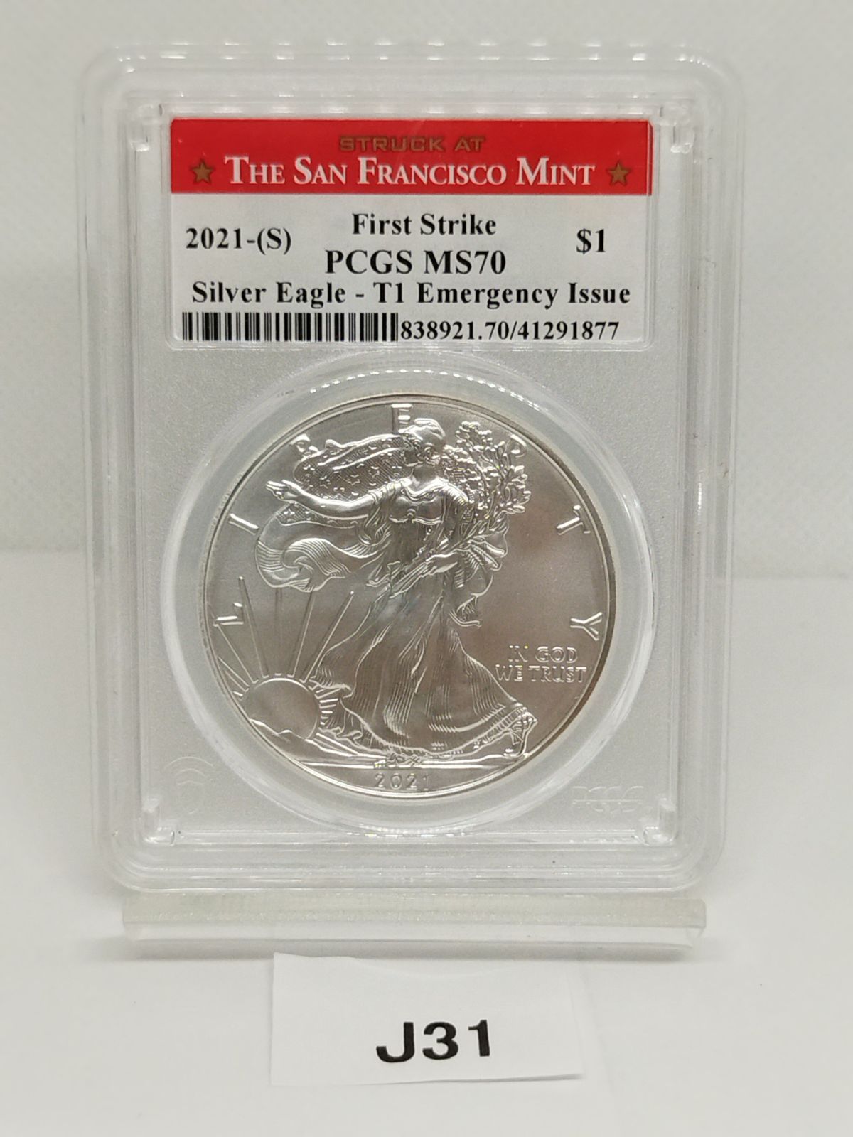 新品】イーグル銀貨2021-(S) T1 PCGS MS70 サンフランシスコ 【公式通販】
