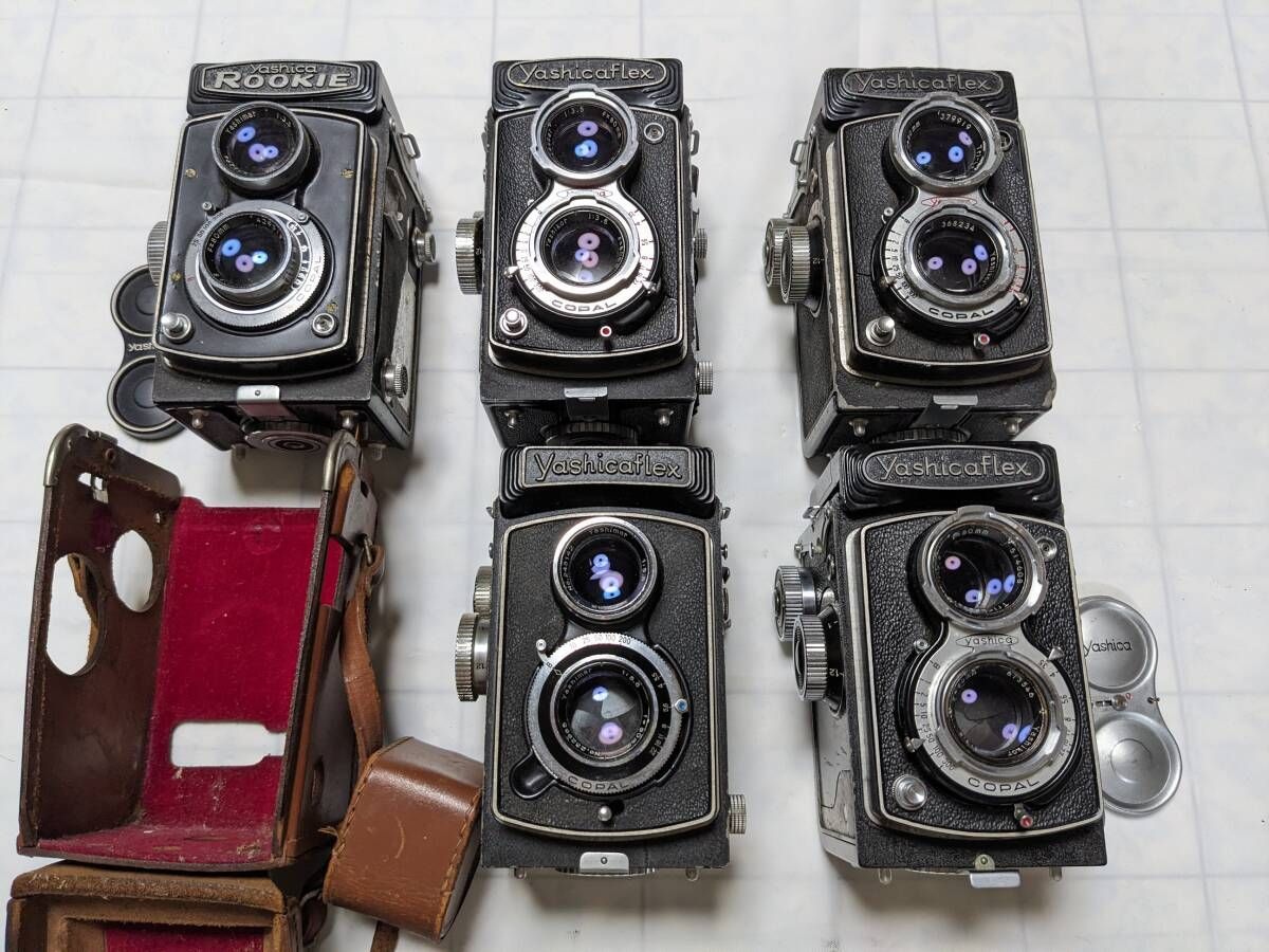 まとめ売り | 現状品 ヤシカ Yashicaflex x4台 Yachica ROOKIE ×1台 二眼レフカメラ シャッター動作品 4337_22_15