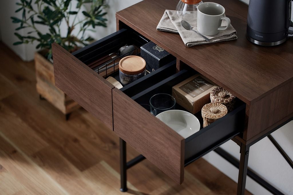 アイリスオーヤマ ゴミ箱上ラック 幅約64cm 高さ約85cm ウォールナット ブラック GUR-640L IRIS OHYAMA