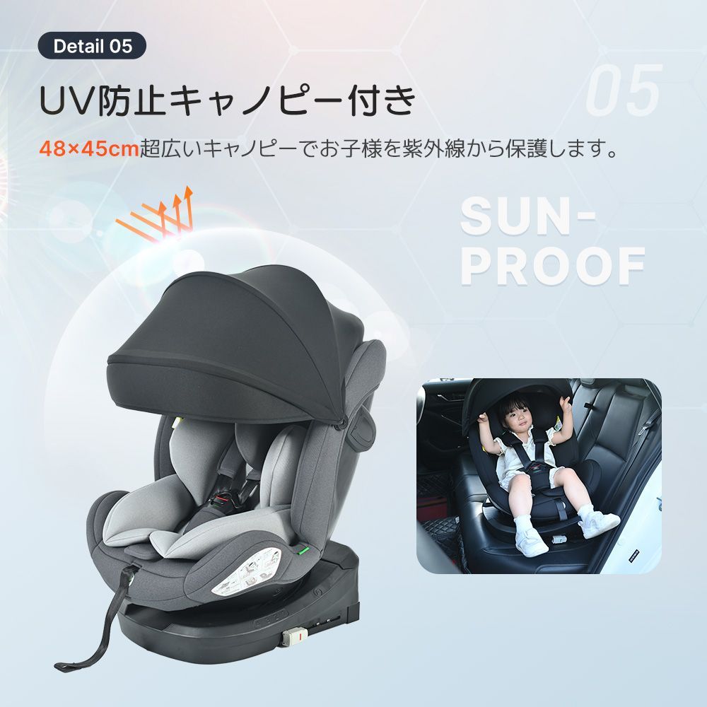 Smart Angel R129 チャイルドシート　サンシード付き 40cmから105cm（新生児から4歳頃）まで使えるチャイルドシート