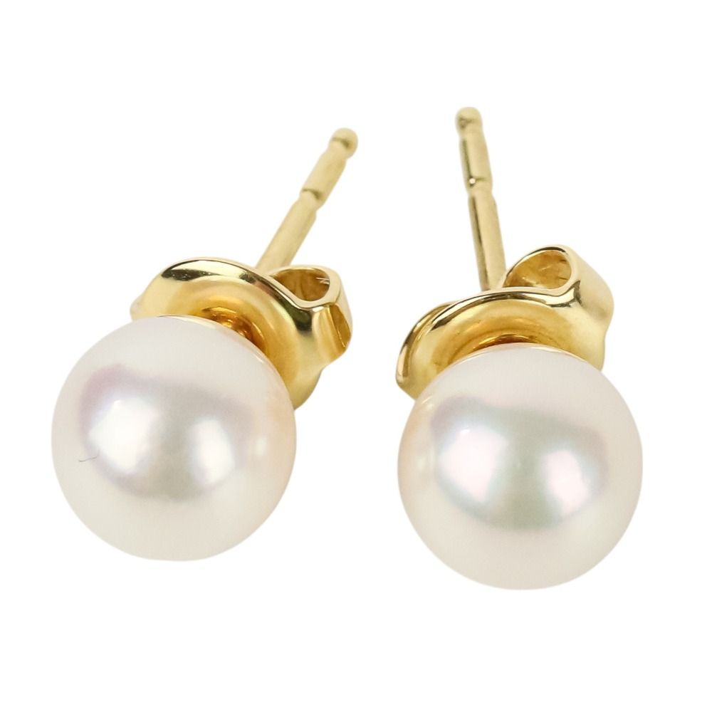 美品 MIKIMOTO ミキモト アコヤ真珠 パール ピアス 7mm K18