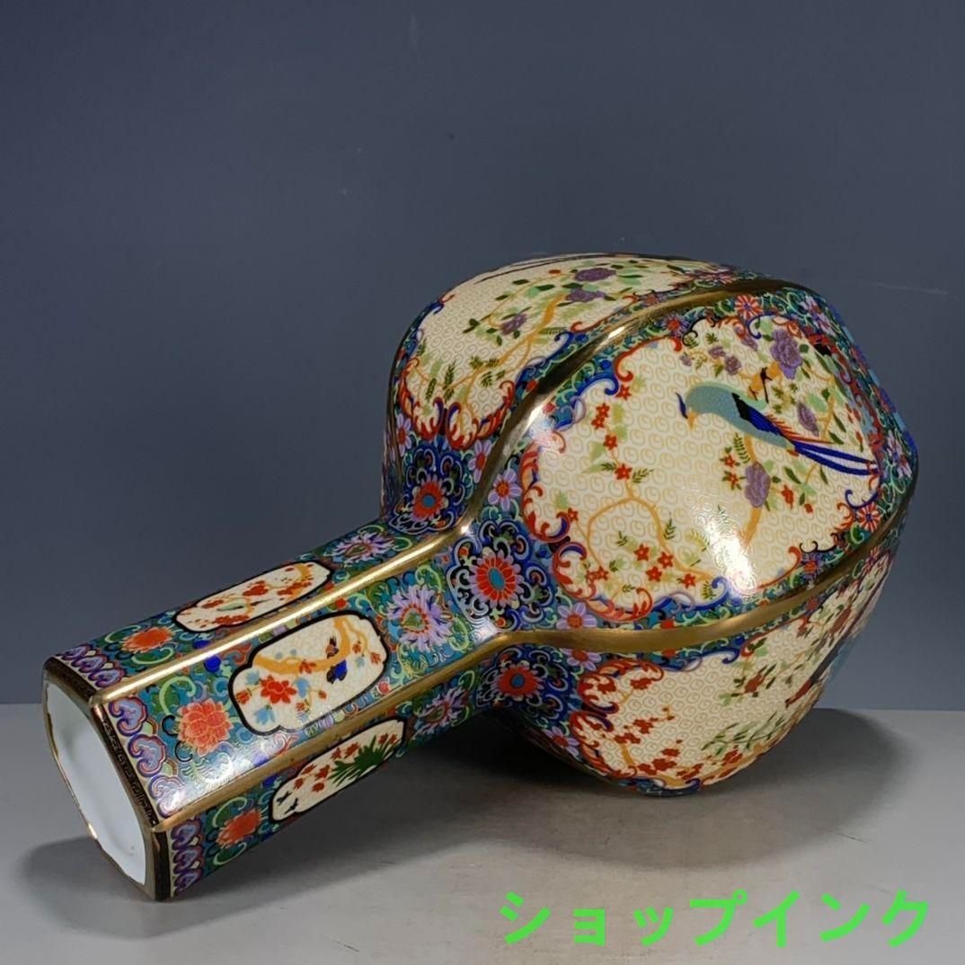 清代雍正粉彩蒔金花鳥多稜天球瓶 景徳鎮 陶磁器 装飾品 工芸品