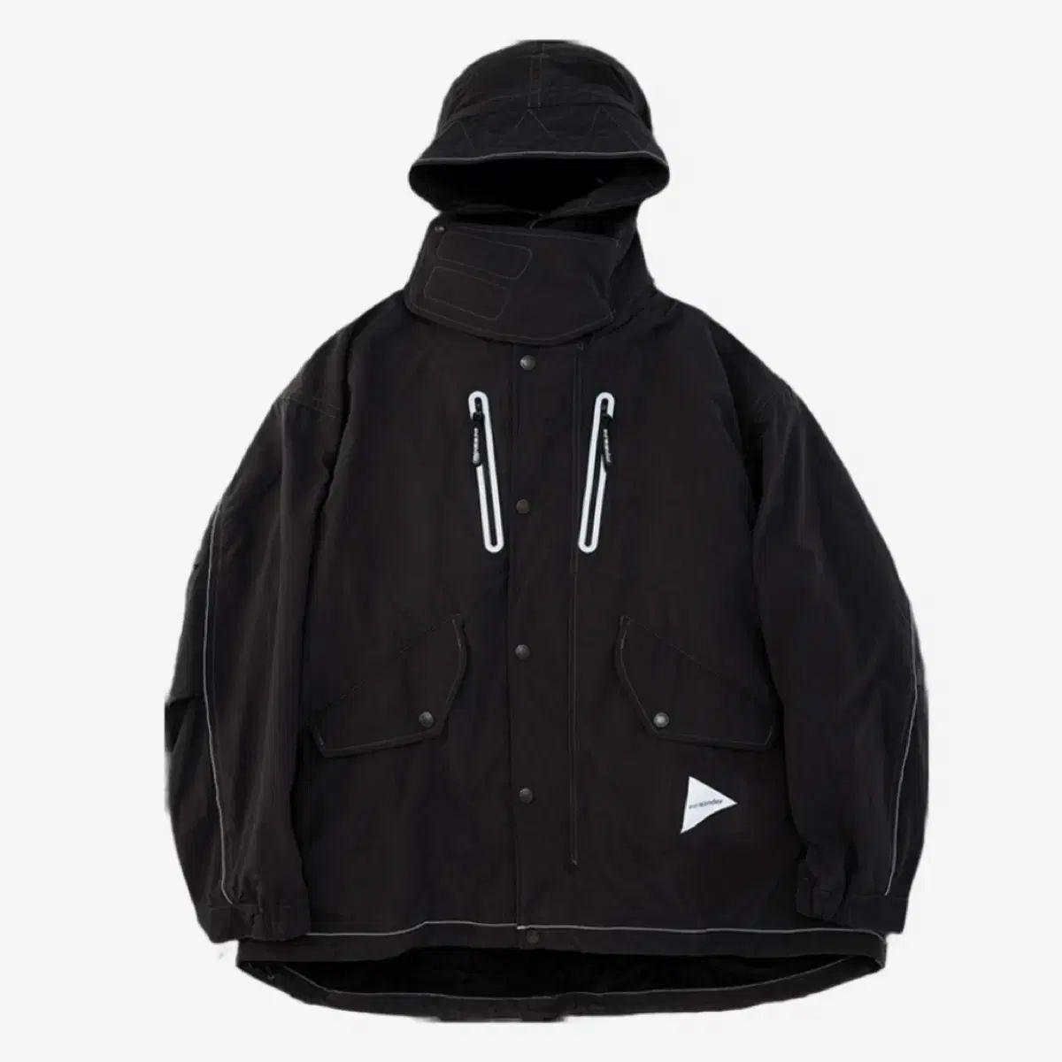 L|XL and wander アンドワンダー フィッシュテールパーカー ブラック