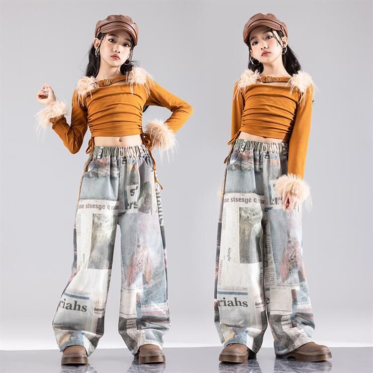 キッズ ダンス衣装 セットアップ 韓国 女の子 チアガール 応援団 キッズダンス衣装 セットアップ ヒップホップ hiphop ジャズ 長袖 カモフ