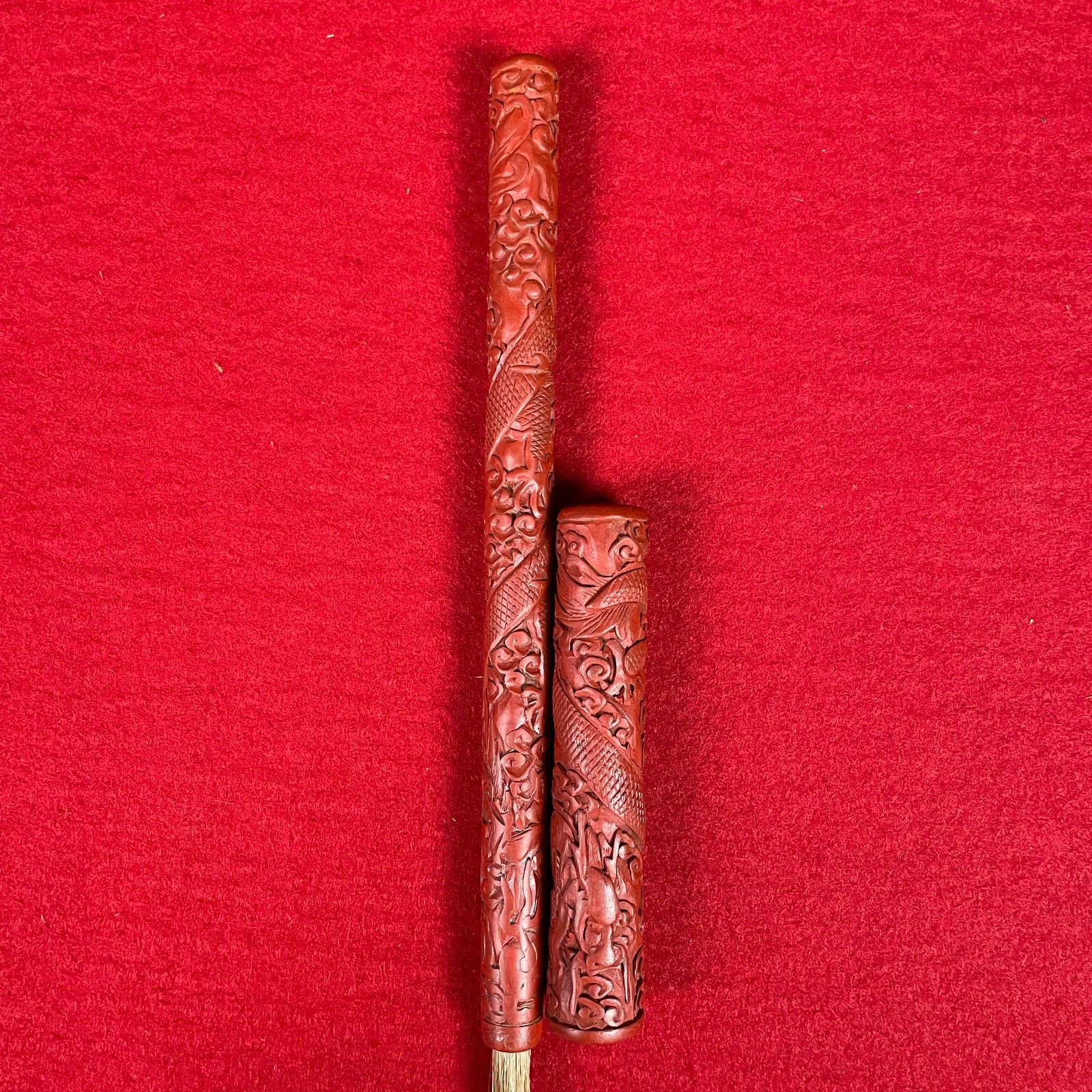 me031 未使用品 堆朱筆 中国筆 書道 長さ22センチ 重さ45