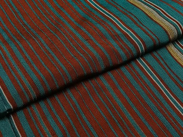 平和屋着物▽上質な小紋 単衣 縞 金彩 正絹 逸品 AAAZ3986jh 平和屋