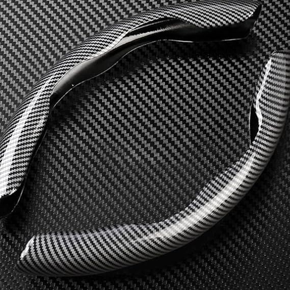 トヨタライズダイハツロッキーA200系/A210系（2019年11～現行） に適用 ハンドルカバー 3D立体グリップ 滑り止め カーボン調 車用ハンドルカ 防滑設計 即装着 四季対応バー(ブラック)