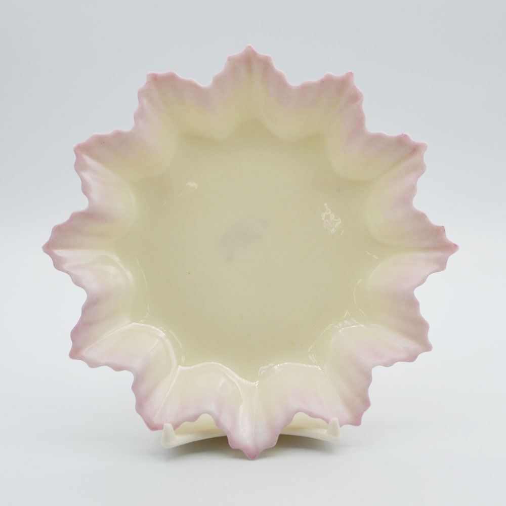 アンティーク 食器 プレート 小皿 トレイ ピンク Belleek ベリーク アイルランド 1891-1926年頃 16A297-2
