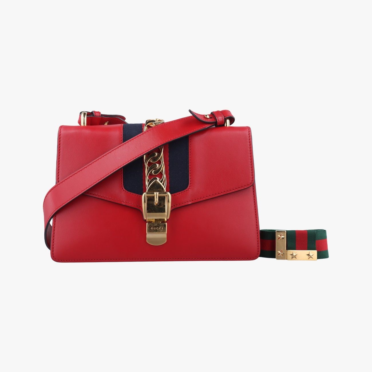 グッチGucciシルヴィレッド×ネイビーレザー421882I026083515