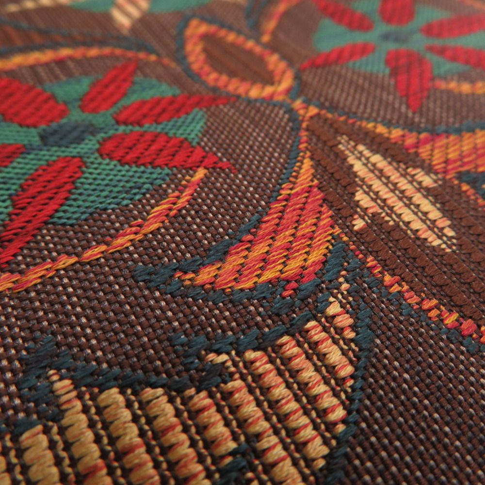 正絹 茶色ｘ赤色ｘ多色