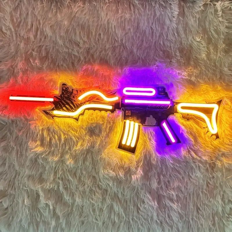 激安直営店 New最安値セール】 AK47型看板 LEDネオンサイン ・レトロ アンティーク雑貨