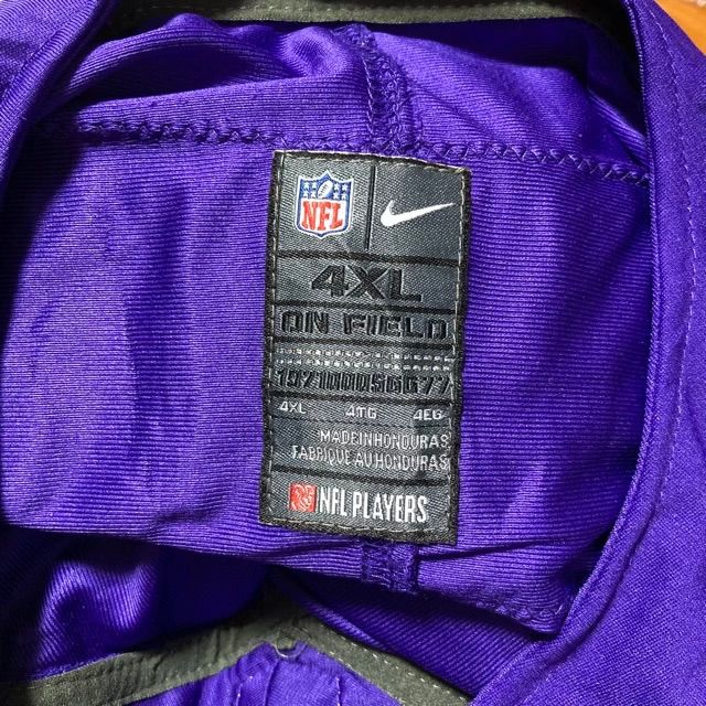 美品NFLバイキングス肉厚VIKINGS特大ゲームシャツTシャツ両面刺繍ワッペンアメフト紫パープルレイヤード5XL.プルオーバー古着 - メルカリ