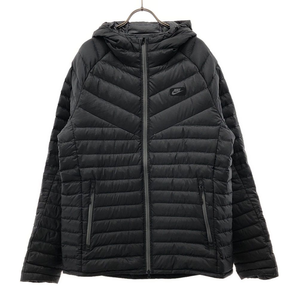 ナイキ ロゴワッペン フーディー ダウンジャケット XL ブラック NIKE ダブルジップ メンズ
