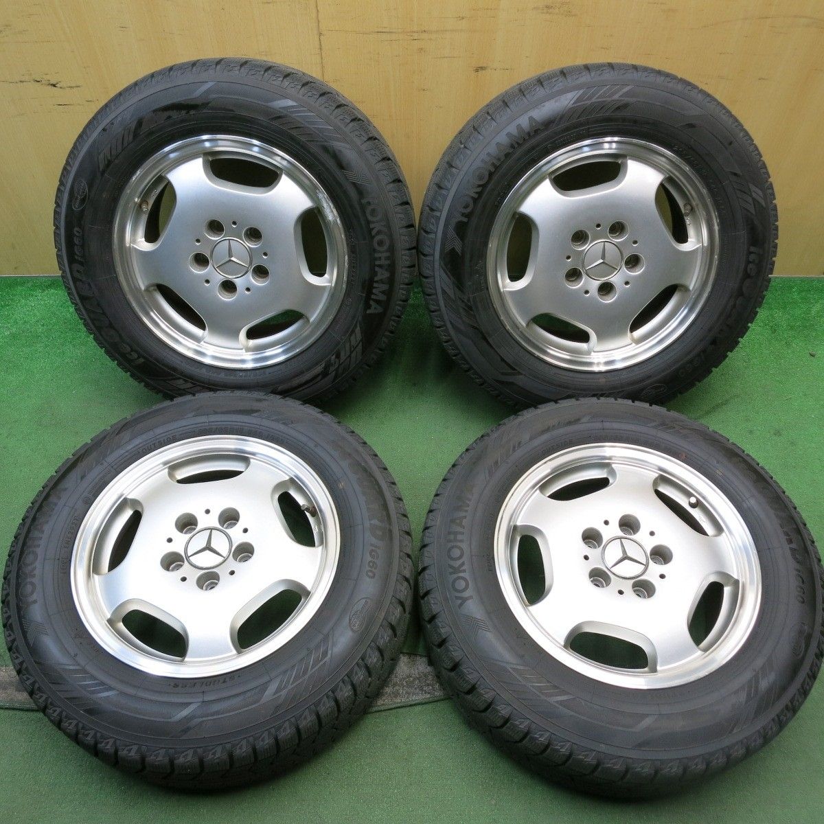 バリ溝 21年 9.5分 ベンツ 純正 タイプ 205 65R15 スタッドレス ヨコハマ アイスガード iG60 社外 アルミ 15インチ PCD112 5H 5092710HAス