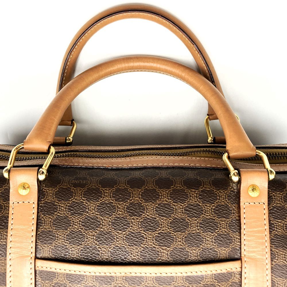 CELINE セリーヌ マカダム ハンドバッグ ミニボストン ブラウン PVC CELINE セリーヌ マカダム ボストンバッグ ショルダーバッグ
