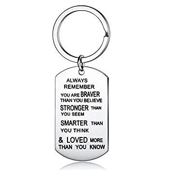 ジュエリーキーチェーン キーリング「Always Remember You Are Braver Than You Believe」 インスピレーショナルギフト