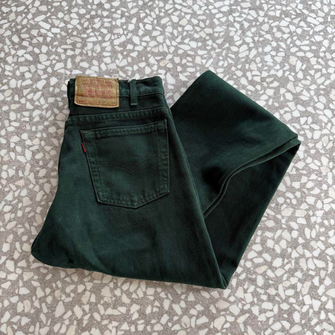 Levi’s / 505 94y usa製 color denim 30x34【希少グリーン、94年usa製】リーバイス ストレート古着ストリート緑 後染め アメカジ ウエスタン アメリカン