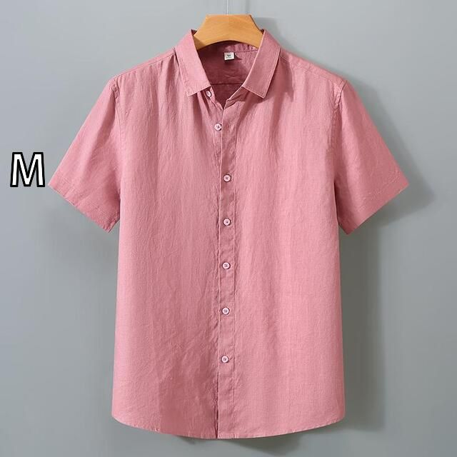 M メンズ ファッション 服 男性用 オシャレ シンプル 大人 かっこいい 大きいサイズ ストリート 紳士服 夏 無地 リネン 半袖 シャツ 夏 快 カジュアル コットン リネン シャツ 薄手 フル リネン 服
