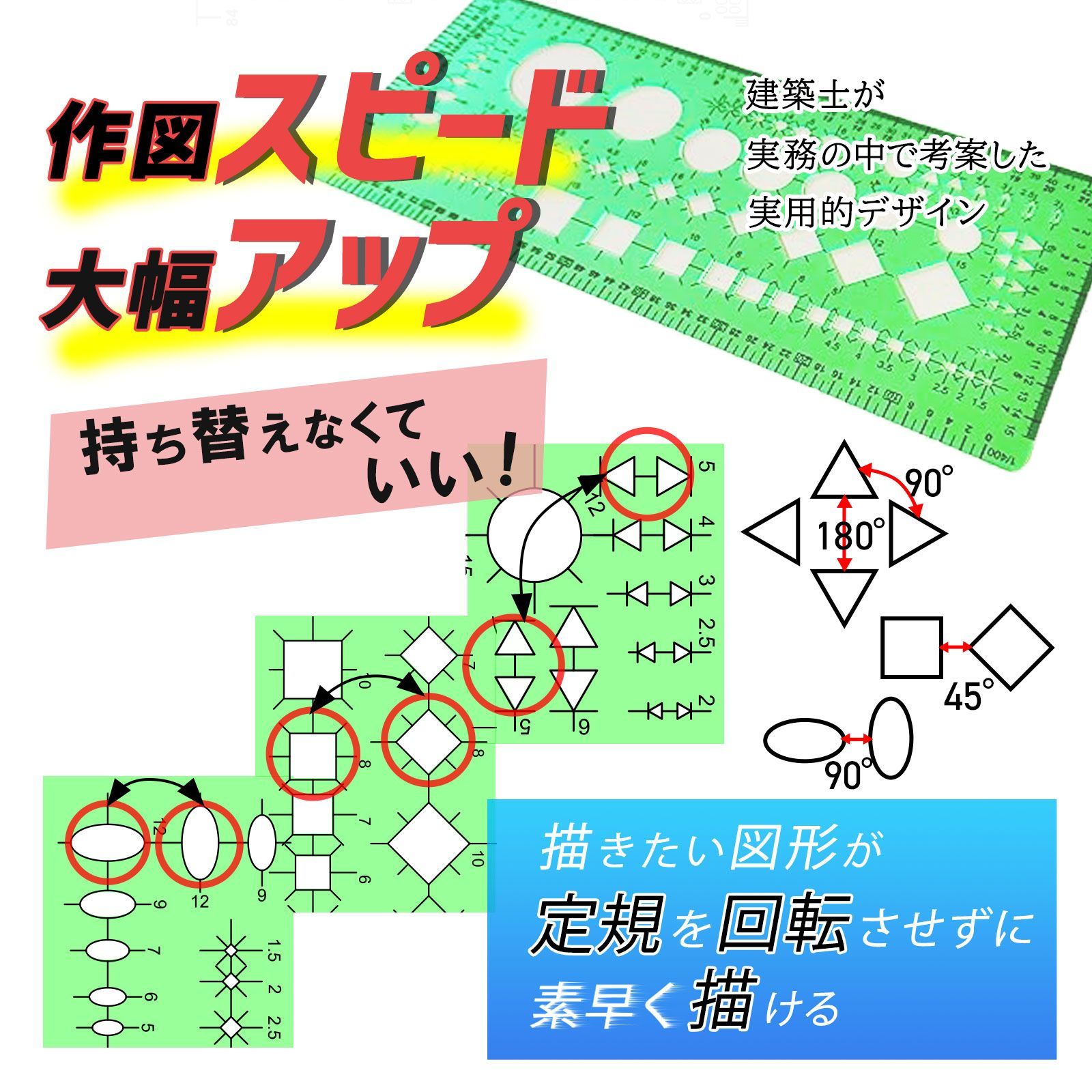 製図テンプレート（一級建築士・二級建築士試験用） - 定規、製図用品