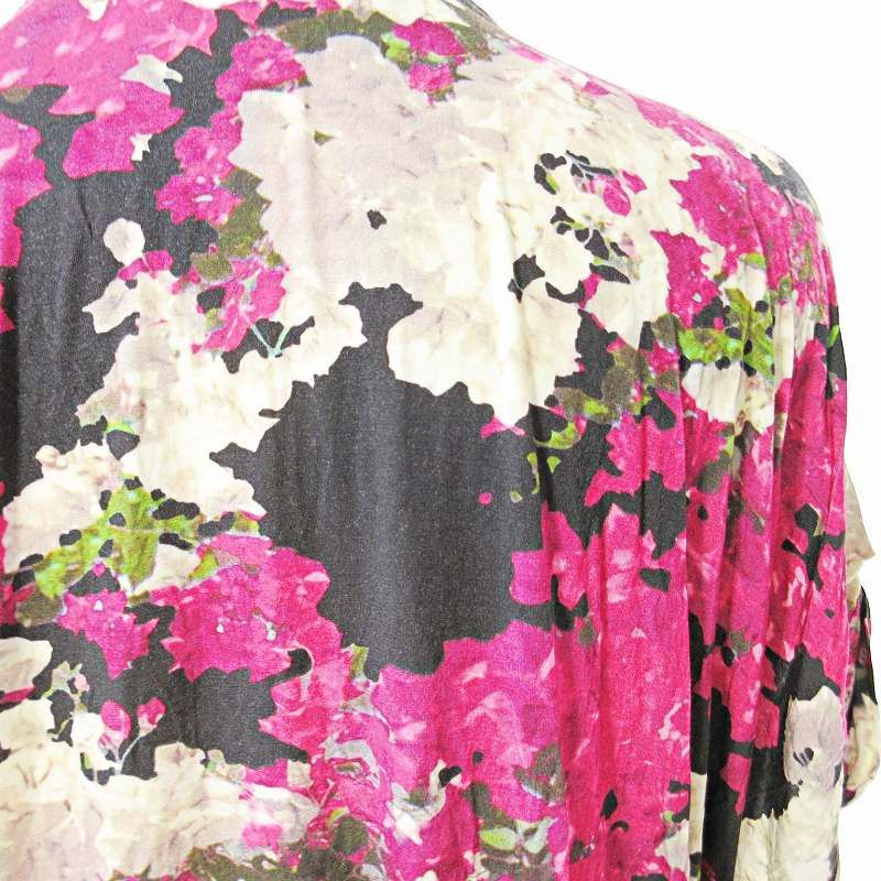 20SS ブラウス シャツ 長袖 ボウタイ 虫柄 花柄 38 M ブラック