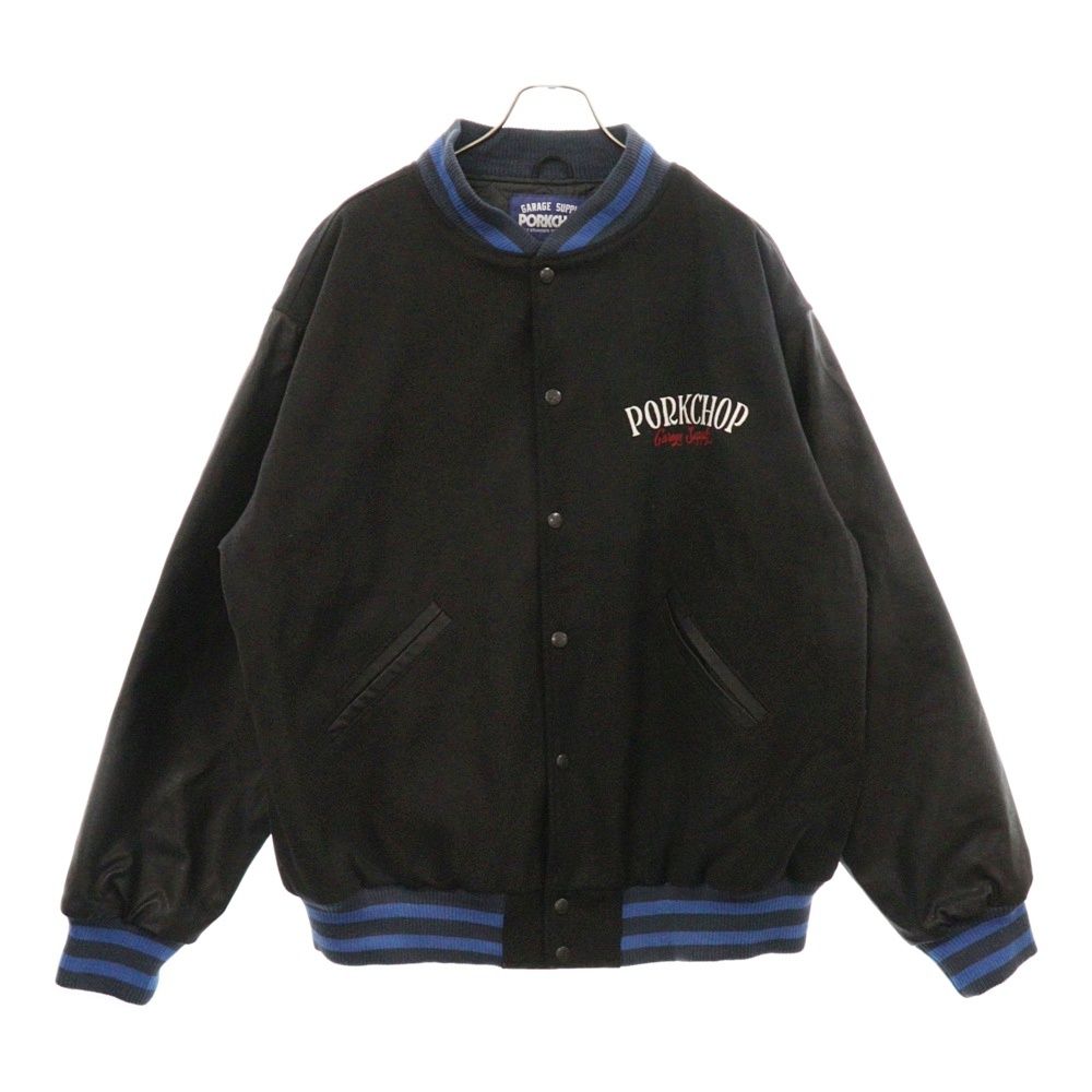 PORKCHOP | SATIN SPORT JKT - Black ポークチョップ スタジャン
