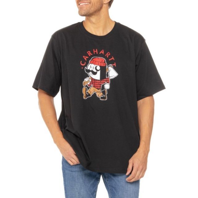 【送料無料】 カーハート メンズ Tシャツ トップス Carhartt 106533 Montana Lightweight Lumberjack Graphic T-Shirt - Short Sleeve Factory Seconds Black