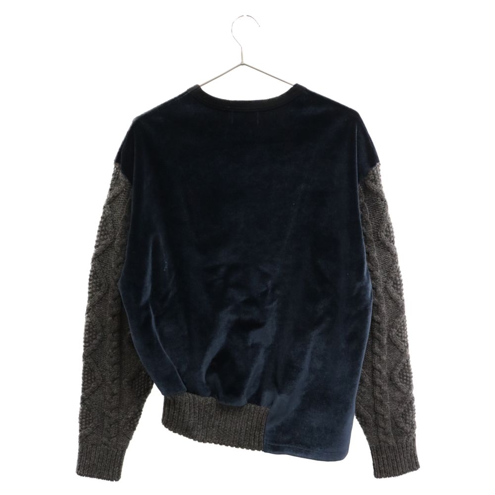 kolor (カラー) 18AW ベロア ニット切替クルーネックスウェット