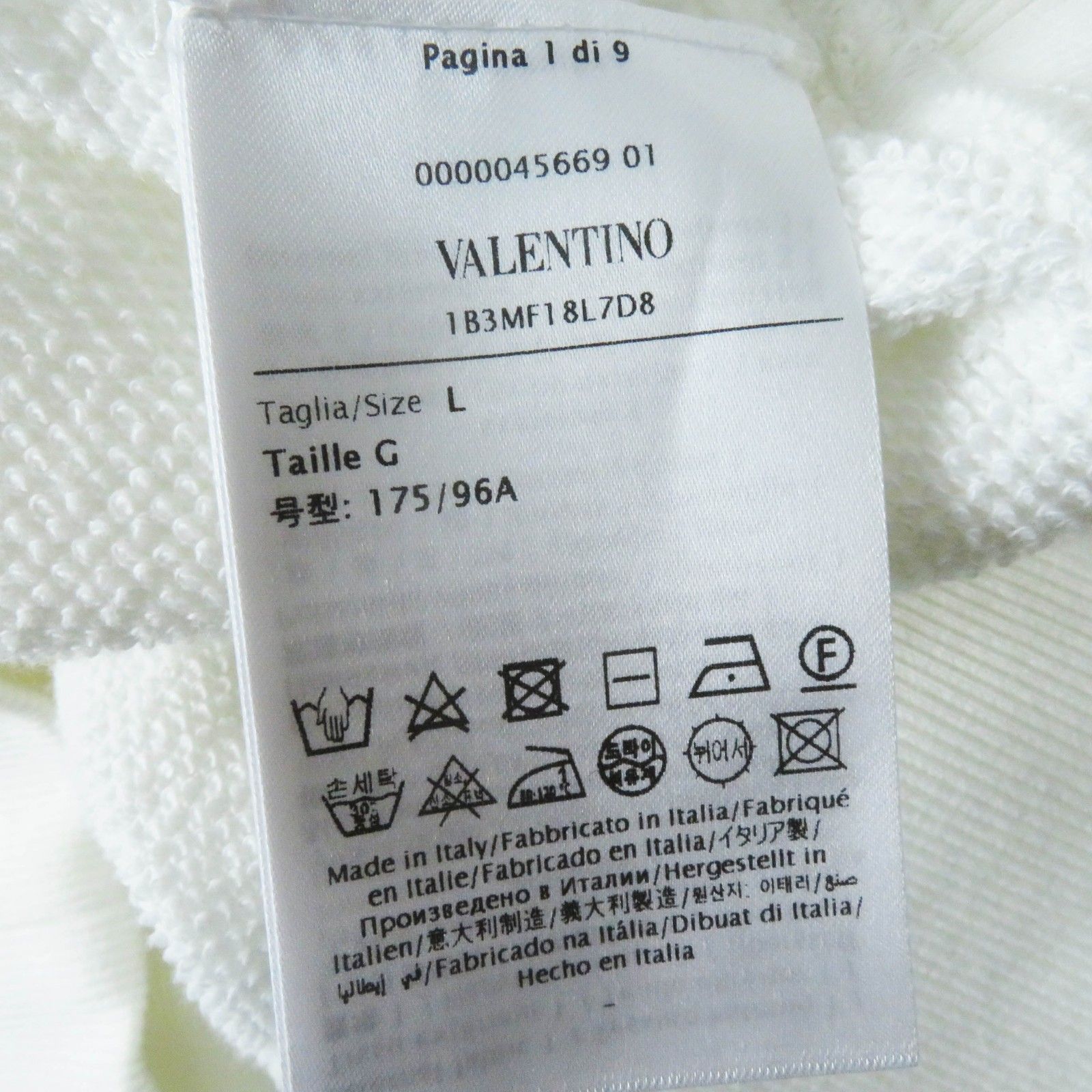 極美品◎VALENTINO ヴァレンティノ 1B3MF18L7D8 ロックスタッズ付き クロップド プルオーバーパーカー ホワイト ゴールド金具 L 正規品 VALENTINO - 極美品◎VALENTINO ヴァレンティノ 1B3MF18L7D8
