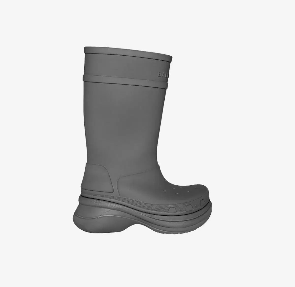 【雷市場（ポンジャン）商品韓国直送】 42 BB BALENCIAGA(バレンシアガ) x crocs(クロックス) メンズ klogg(クロッグ) ロゴ ラバー ブーツ グレー