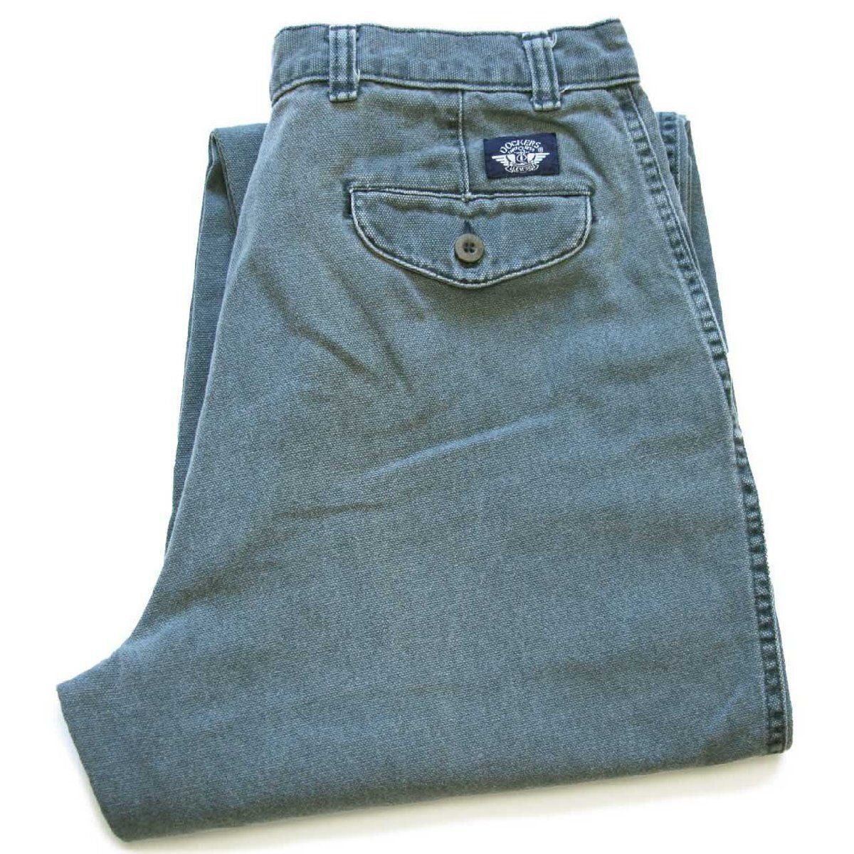 90s USA製 DOCKERSドッカーズ ダック地 パンツ グリーングレー