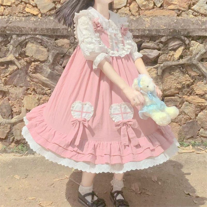 楽天市場】ワンピース キッズ ロリータ カラフル ピンク 秋 冬