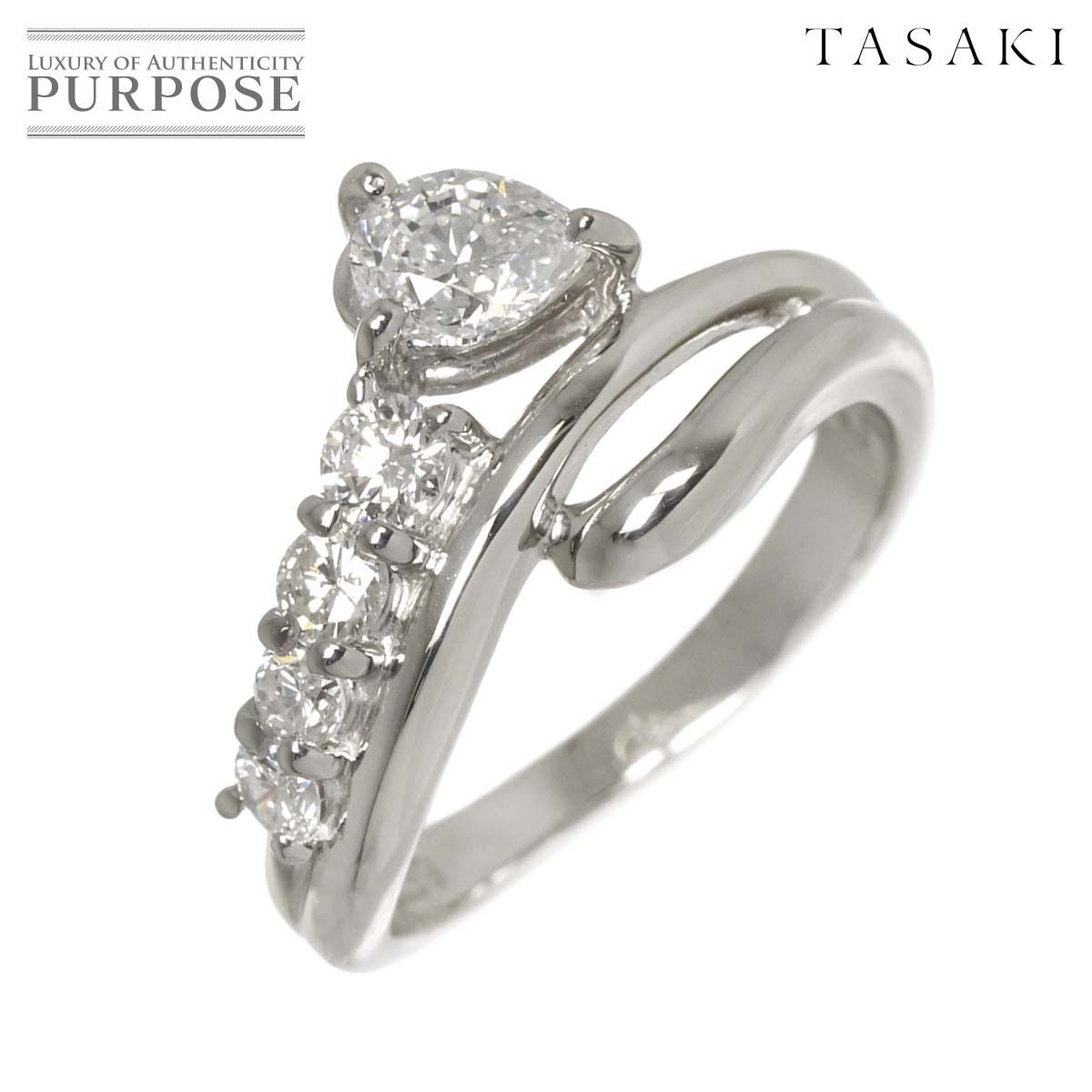 タサキ TASAKI 8号 リング ダイヤ 0.39ct/0.28ct Pt プラチナ 田崎真珠 