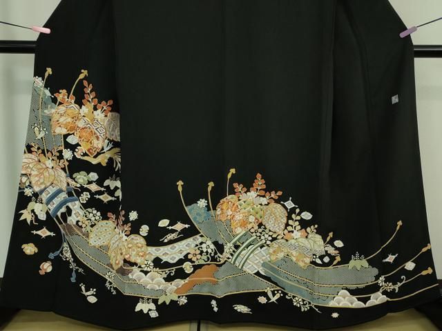 七五三七歳‼豪華絢爛人気黒地蝶々花ラメ金彩金箔煌びやか際立つ❤️完全フルセット 七五三七歳‼豪華絢爛人気黒地蝶々花ラメ金彩金箔煌