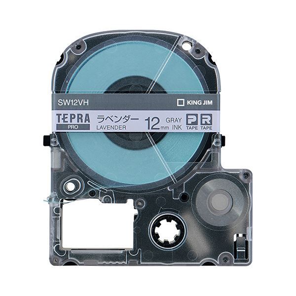 (まとめ) キングジム テプラ PROテープカートリッジ ソフト 12mm ラベンダー/グレー文字 SW12VH 1個 