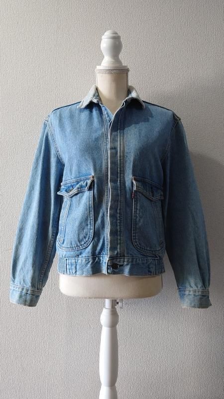 80-90’s Levi s 57511-0214 A2-Type” 襟コーデュロイ デニムジャケット L デカパッチ.