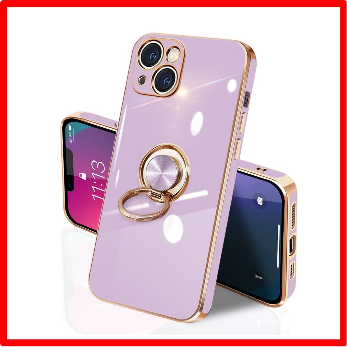 【セール中】 iPhone 13 Mini_パープル iPhone 13Mini ケース リング付き イフォン13Mini リング TPU カバー 全面保護 耐