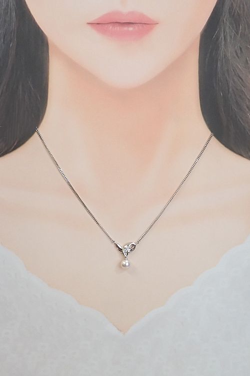 ポーラ アコヤ真珠 ネックレス ダイヤモンド Pt900 POLA 中古 宝正  