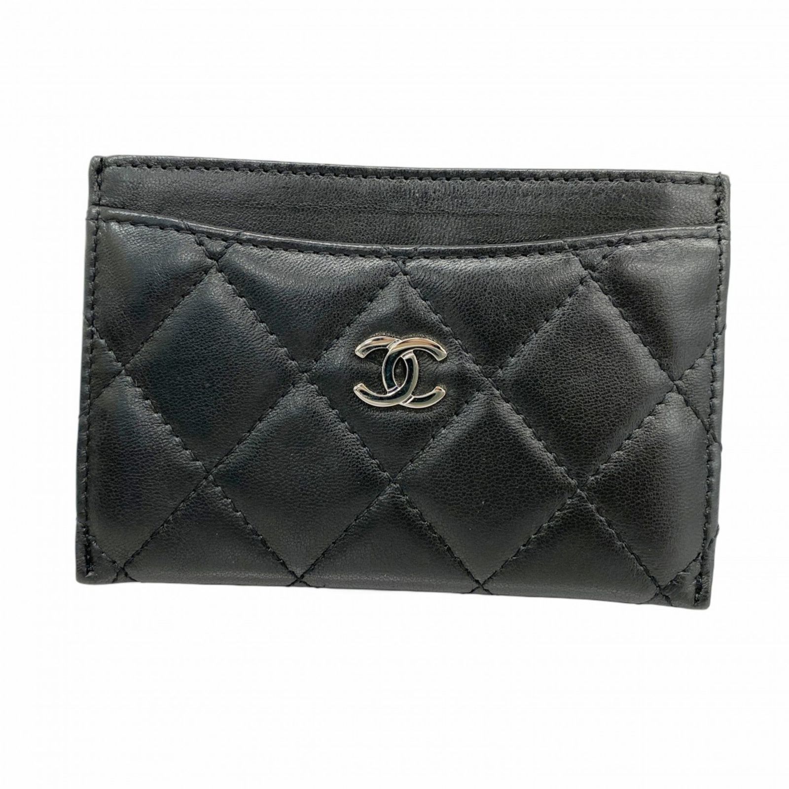 【美品】CHANEL シャネル 名刺入れ マトラッセ ブラック ラムスキン CHANEL 送料無料 シャネル マトラッセ カードケース 名刺入れ