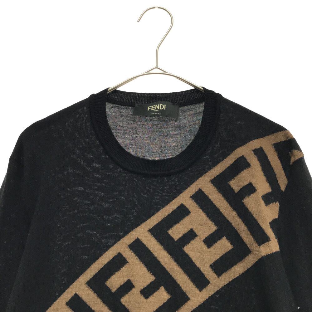 FENDI (フェンディ) 19AW ダブルFモチーフ ロゴ セーターラウンドネック ブラック FZZ426 A4XH - メルカリ