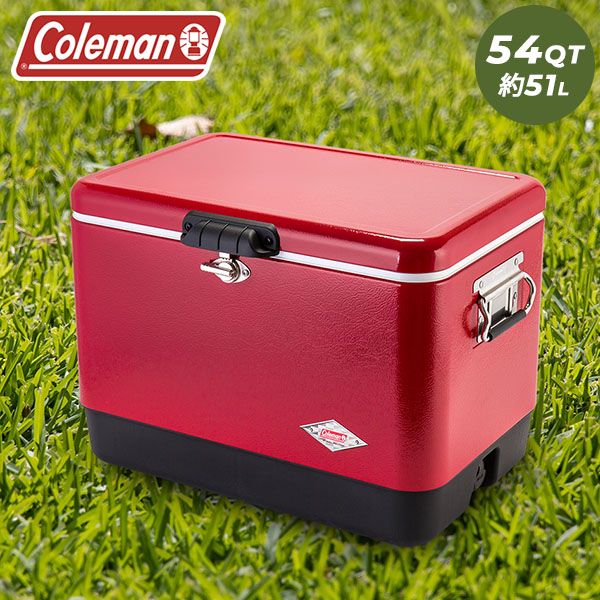 コールマン Coleman クーラーボックス 54QT スチールベルト スチールベルトクーラー 大容量 約51L アウトドア キャンプ BBQ 釣りクーラー ハード 3000003 STEEL COOLERS COL-92