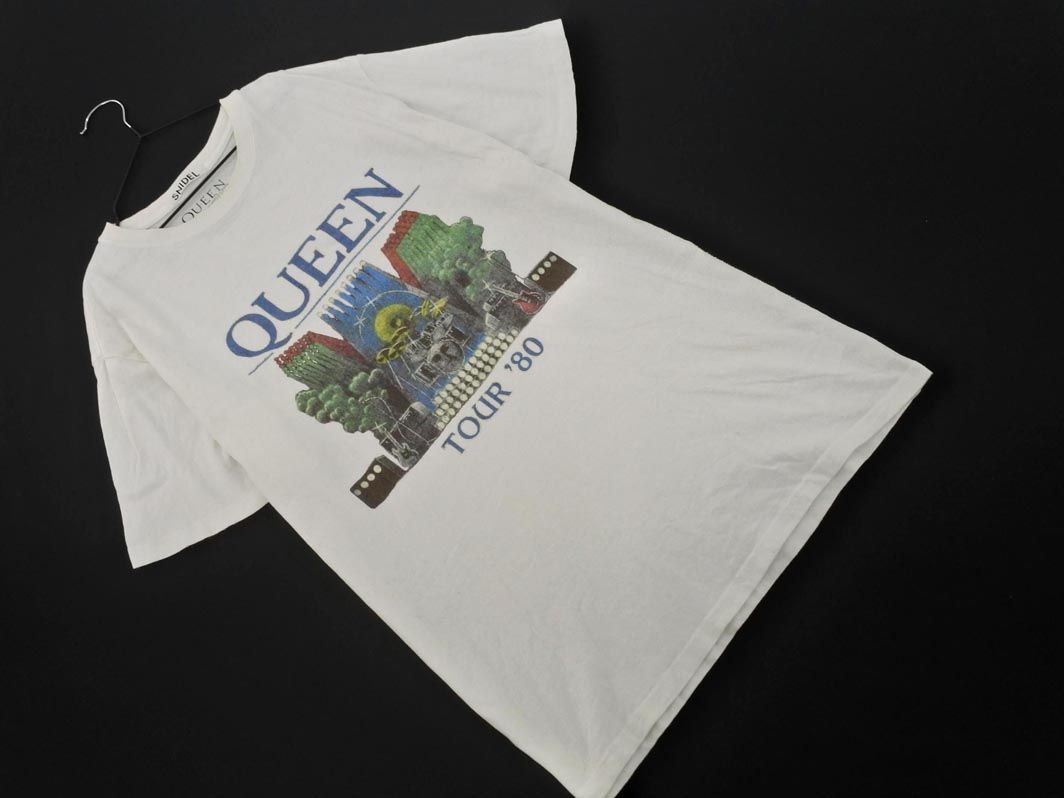 snidel スナイデル QUEEN クイーン プリント Tシャツ sizeF/白