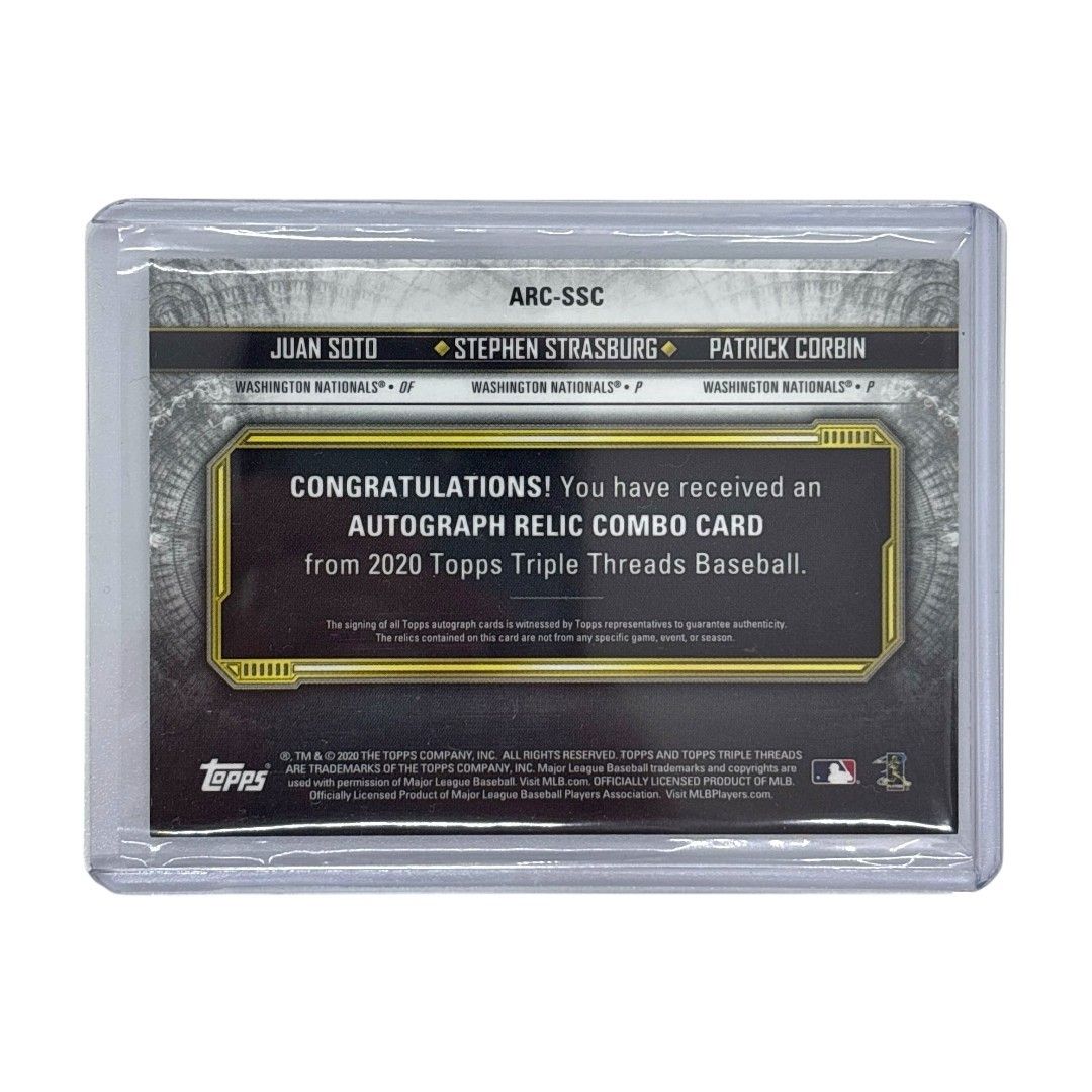 TOPPS MLBカード TRIPLE THREADS JUAN SOTO STEPHEN STRASBURG PATRICK CORBIN WASHINGTON NATIONALS 10/27 #ARC-SSC 送料無料 中古 IT1 TOPPS MLBカード TRIPLE THREADS JUAN SOTO STEPHEN STRASBURG