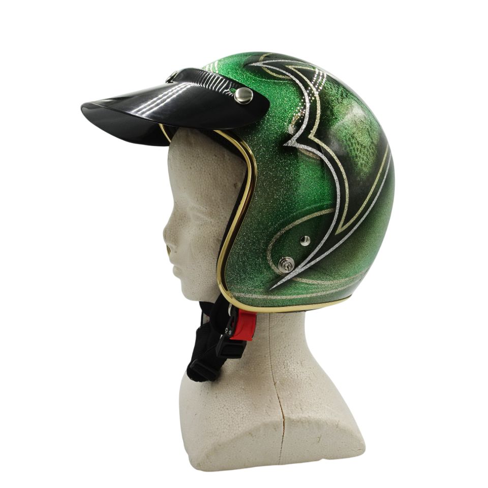 装飾用 煌びやかなカスタムスタイル!! ジェットヘルメット ラメ入り フリーサイズ 57-59cm 装飾用ファッション 公道使用不可