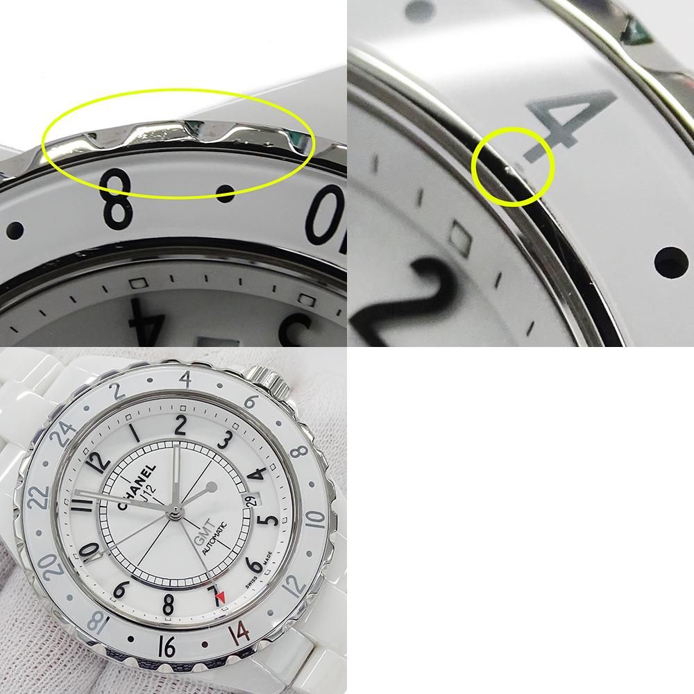 シャネル CHANEL 時計 メンズ ブランド J12 GMT デイト 2000本限定 自動巻き AT セラミック ステンレス SS H2126 ホワイト シルバー 磨き済み