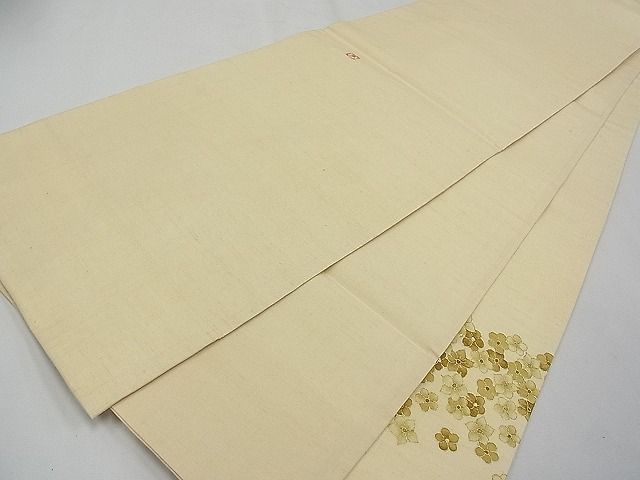 平和屋本店□極上 本場結城紬 重要無形文化財 太鼓柄袋帯 作家物 舞花